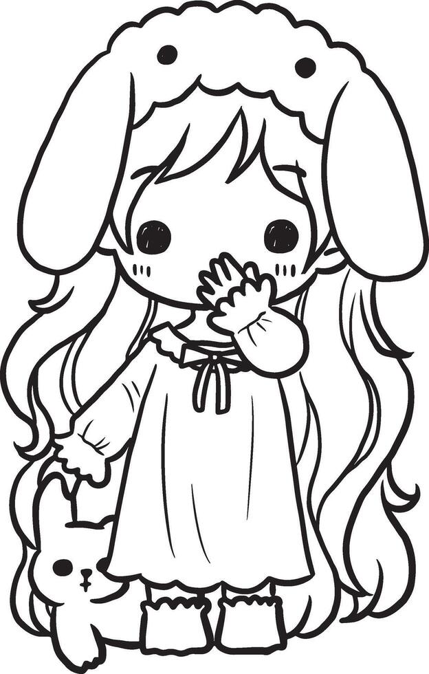 girl and rabbit vector