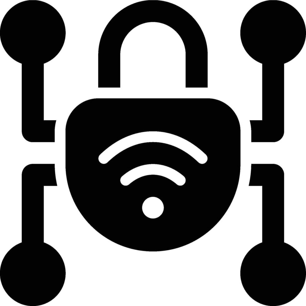 Secure Network, Security Network Glyph Solid Icon vector