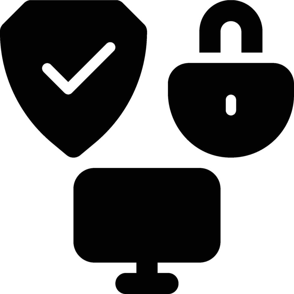 Cybersecurity, Computer Security Glyph Solid Icon vector