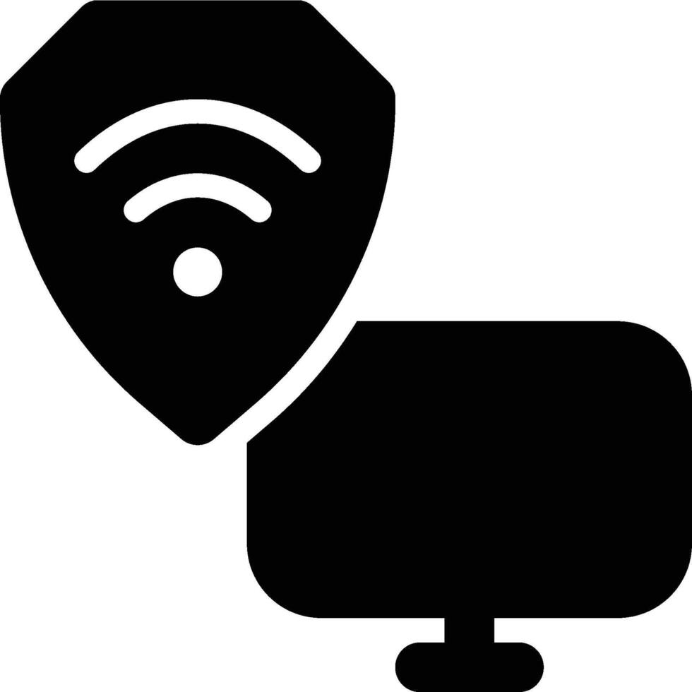 Wireless Security, Network Security Glyph Solid Icon vector