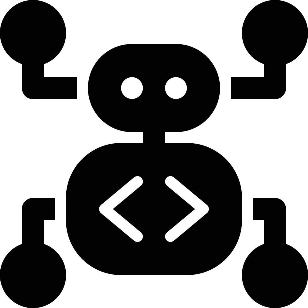 Botnet, Bot Glyph Solid Icon vector