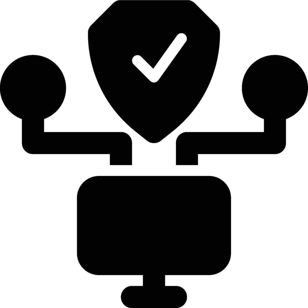 Computer Security, Secure Computer Glyph Solid Icon 56508384 Vector Art ...
