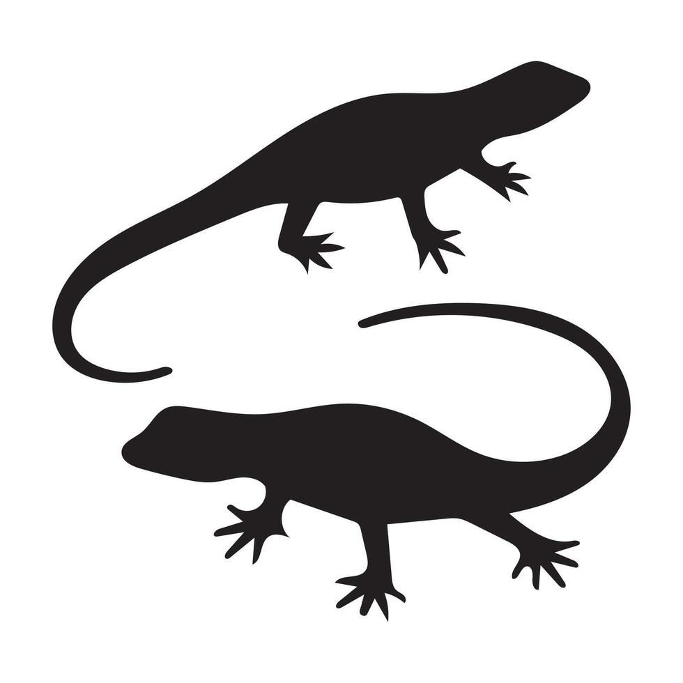 Black isolated silhouette of lizard on white background vector