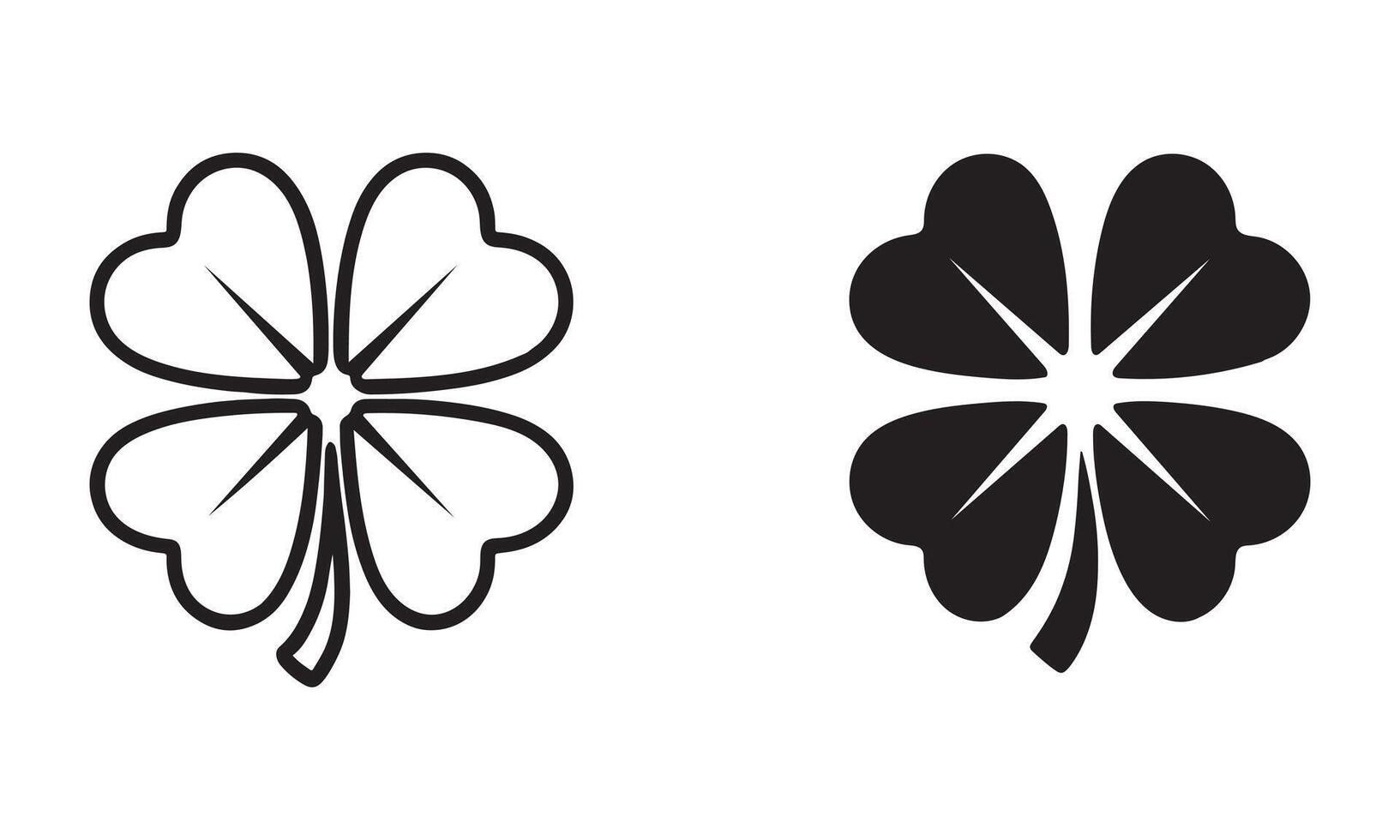 Simple Black and White Four Leaf Clover Icons vector