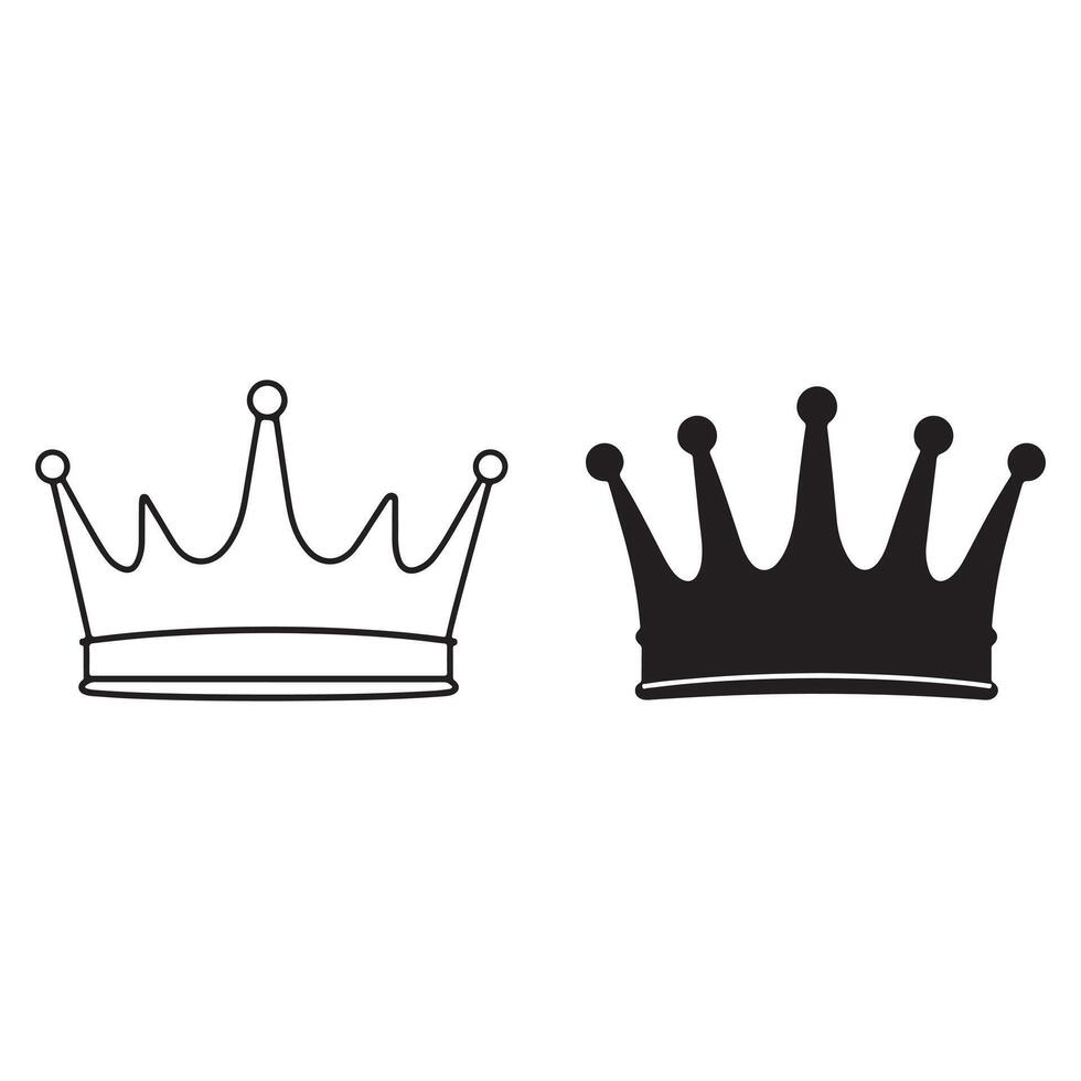 Collection of Simple Black and White Crown Graphics vector