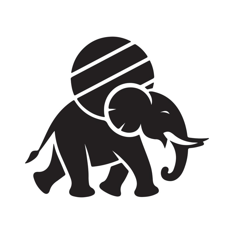 Black and white elephant illustration vector