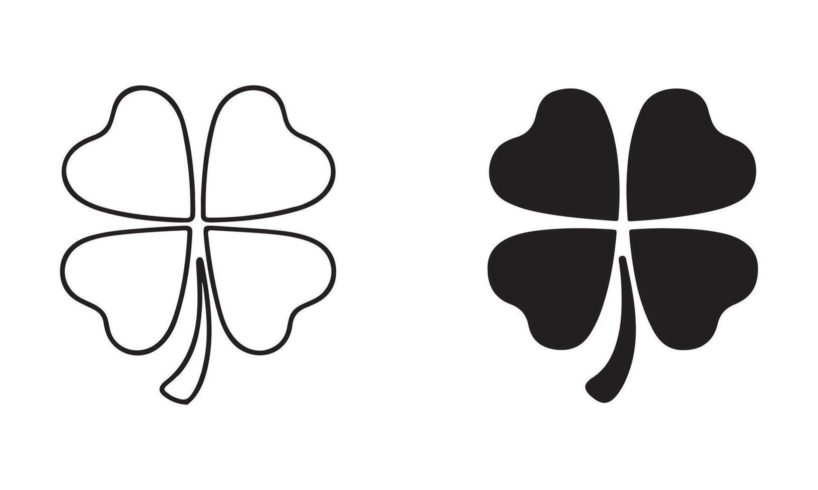 Simple Black and White Four-Leaf Clover Icons vector