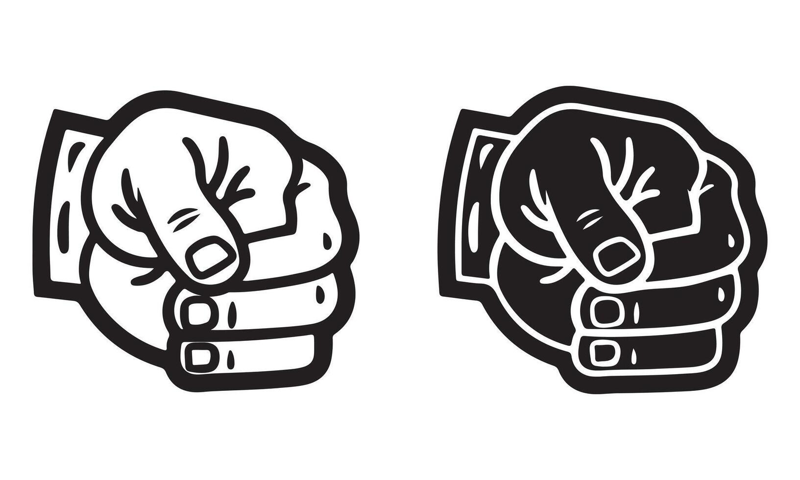 Two Black and White Fist Illustrations for Design vector