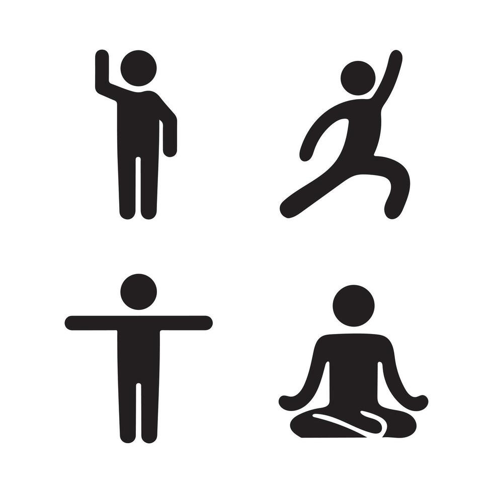 Four basic human actions depicted as simple stick figures vector