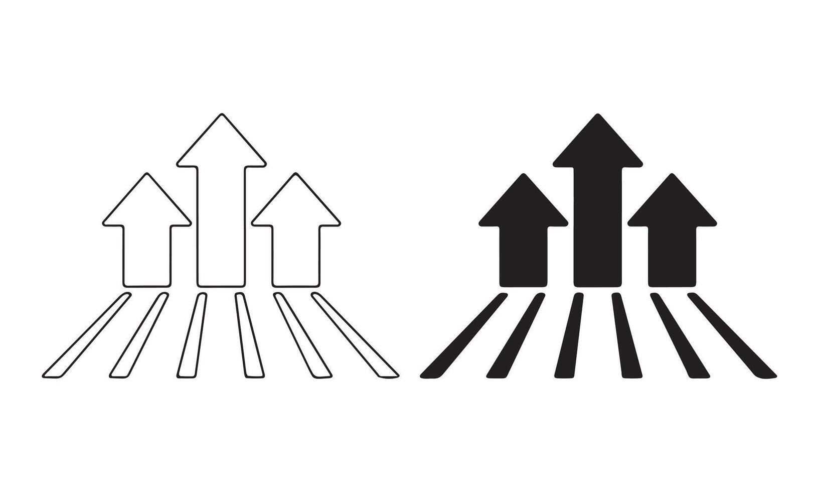 Three arrows move upward icon vector