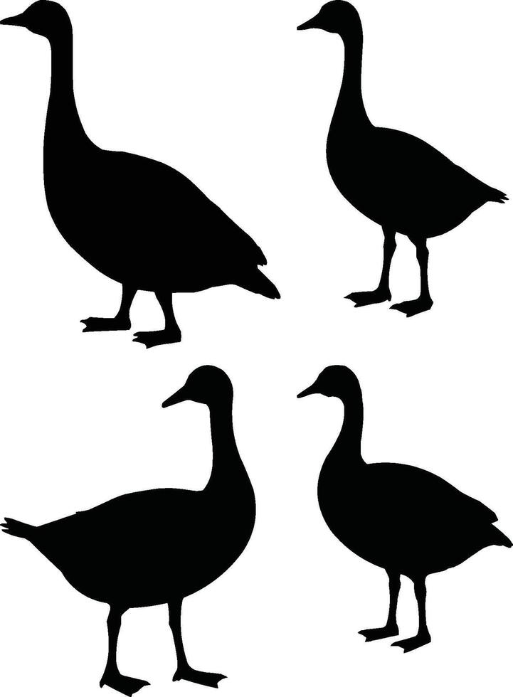 Set of silhouettes of ducks vector