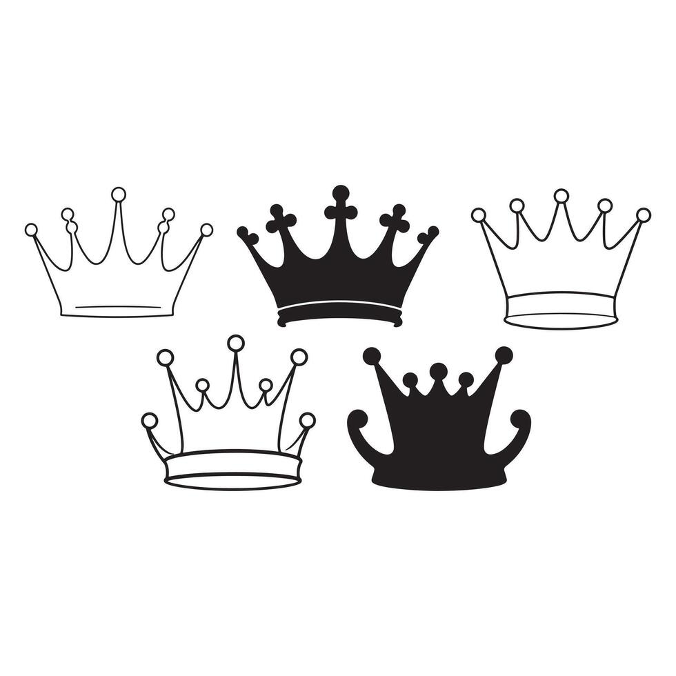 Simple Black and White Crown Design Pair vector