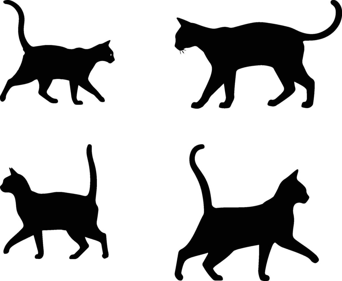 Black silhouettes of cats vector