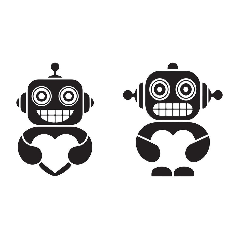 Cute Robot Couple in Love vector