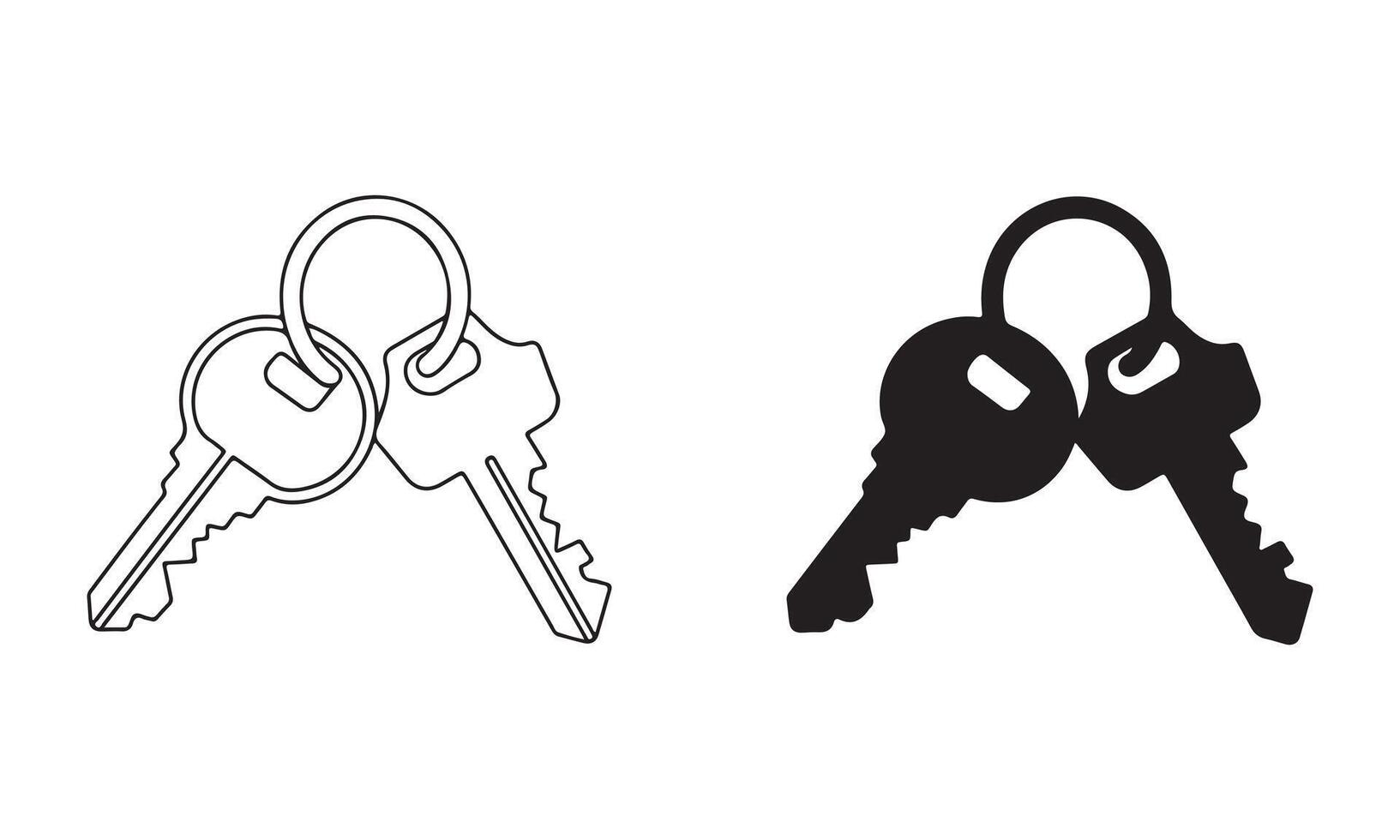 Two Keys on a Ring, Black and White Versions vector