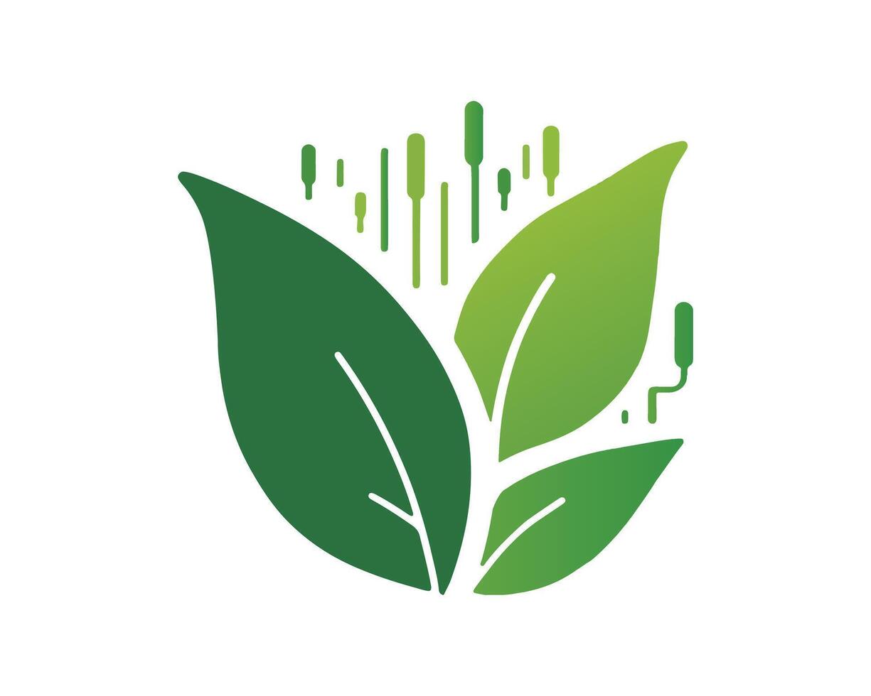 Green Tech Leaf Logo Nature and Digital Innovation vector