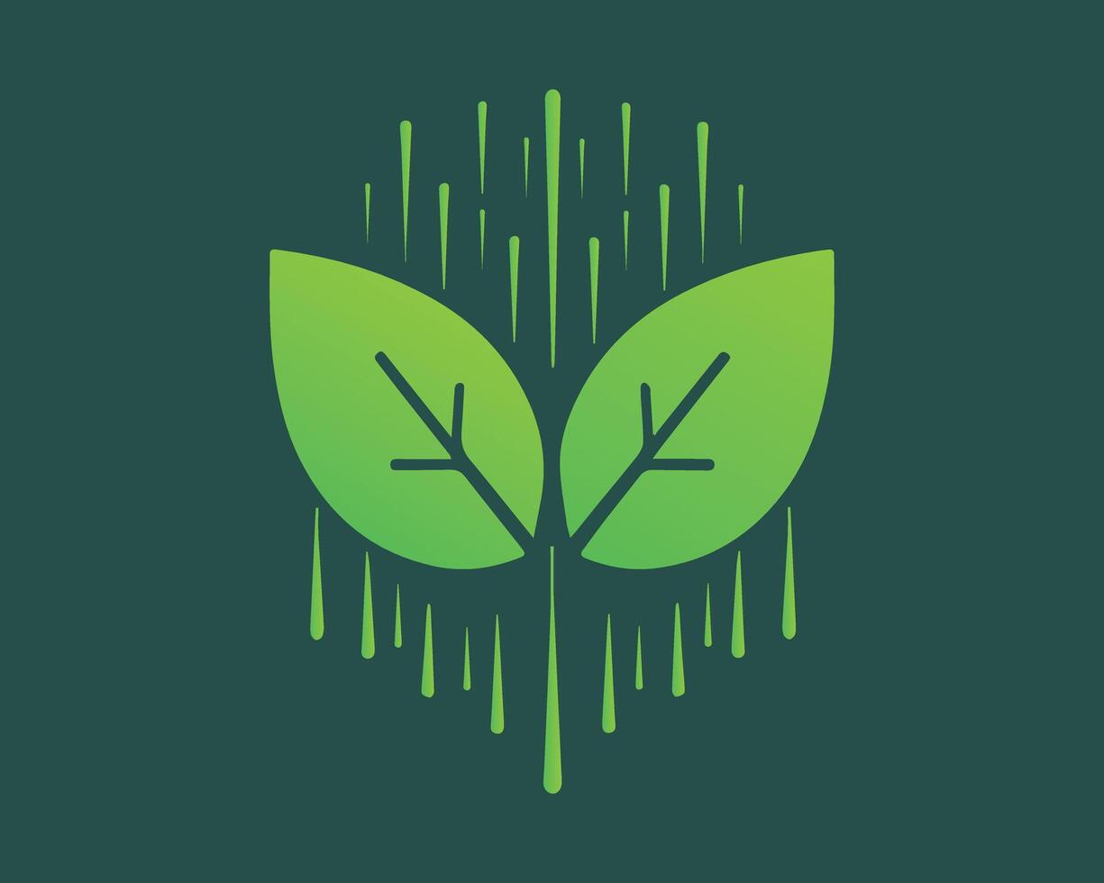 Green Leaf Digital Growth Concept vector
