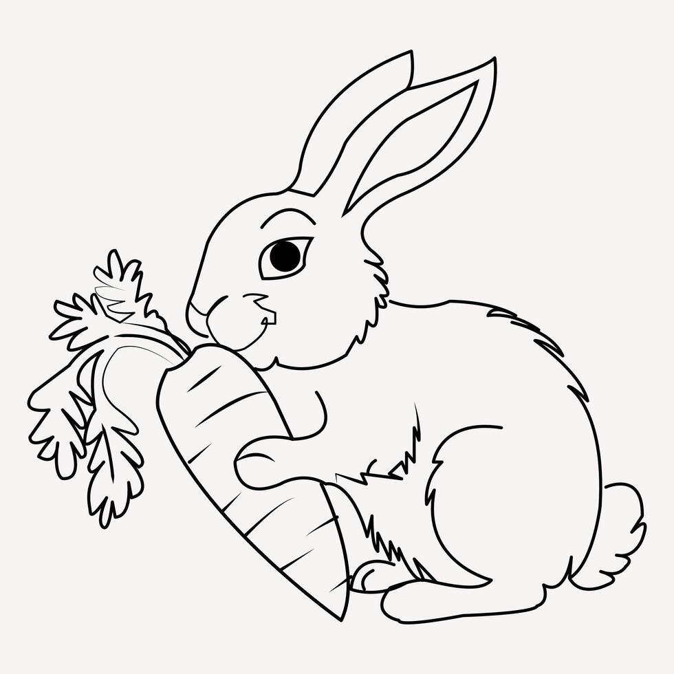 A cute rabbit eating carrot vector