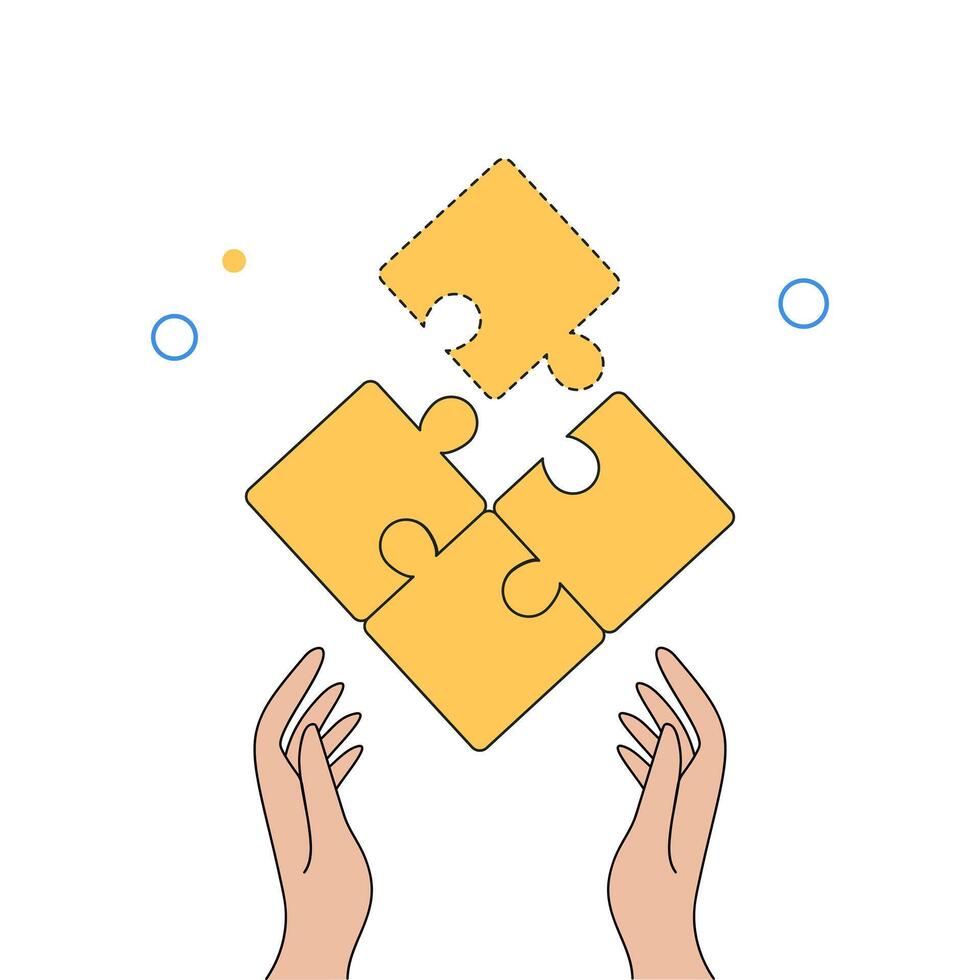 Putting together a puzzle. Business solutions, success and strategy concept. illustration vector