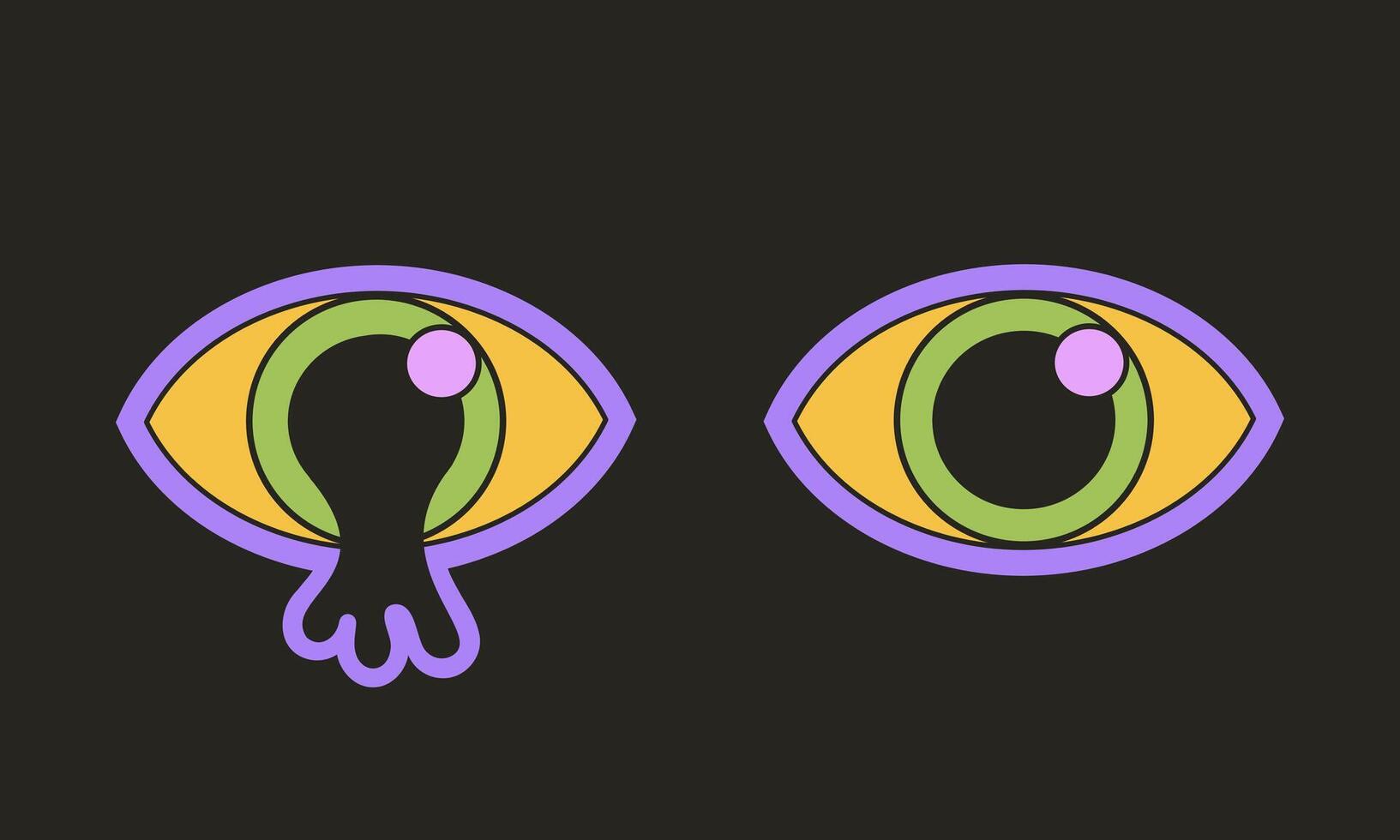 Trippy melting eye. Surreal psychedelic illustration vector
