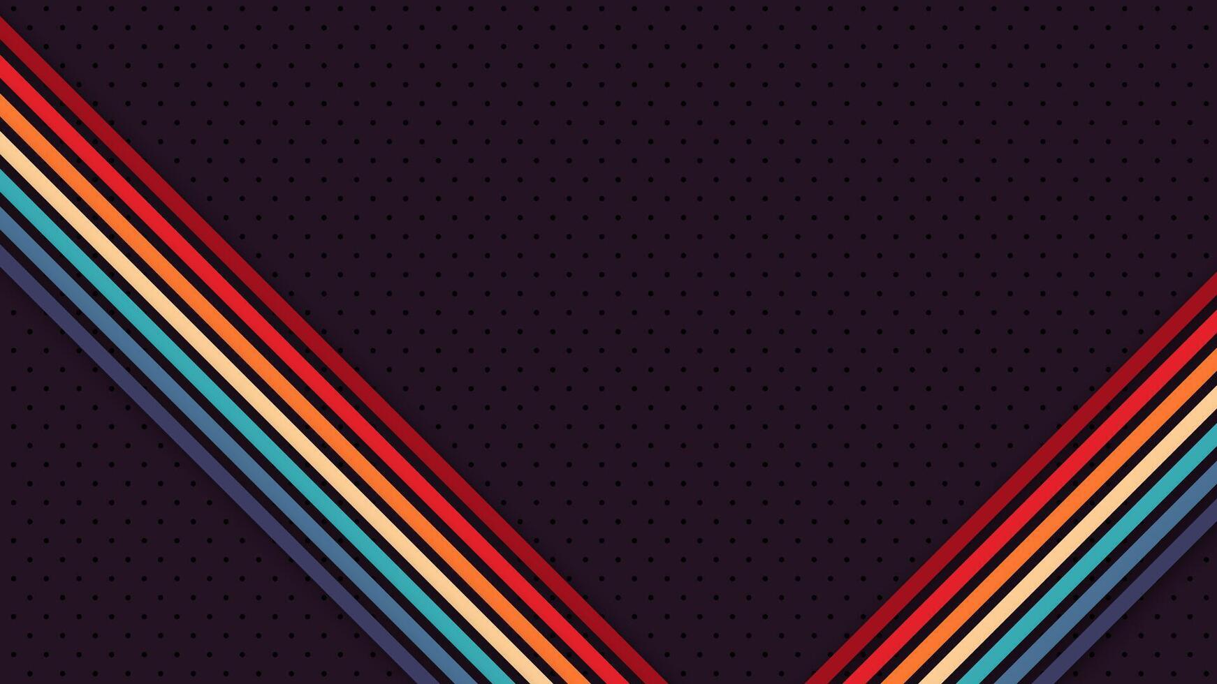 Retro futuristic background with colorful lines in 1970s, 1980s, and 1960s style. Funky abstract design for technology or creative themes. vector