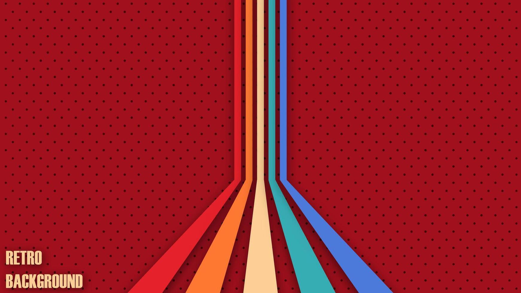 Retro futuristic design with colorful lines inspired by the 1970s, 1980s, and 1960s. Funky abstract background for innovative designs. vector