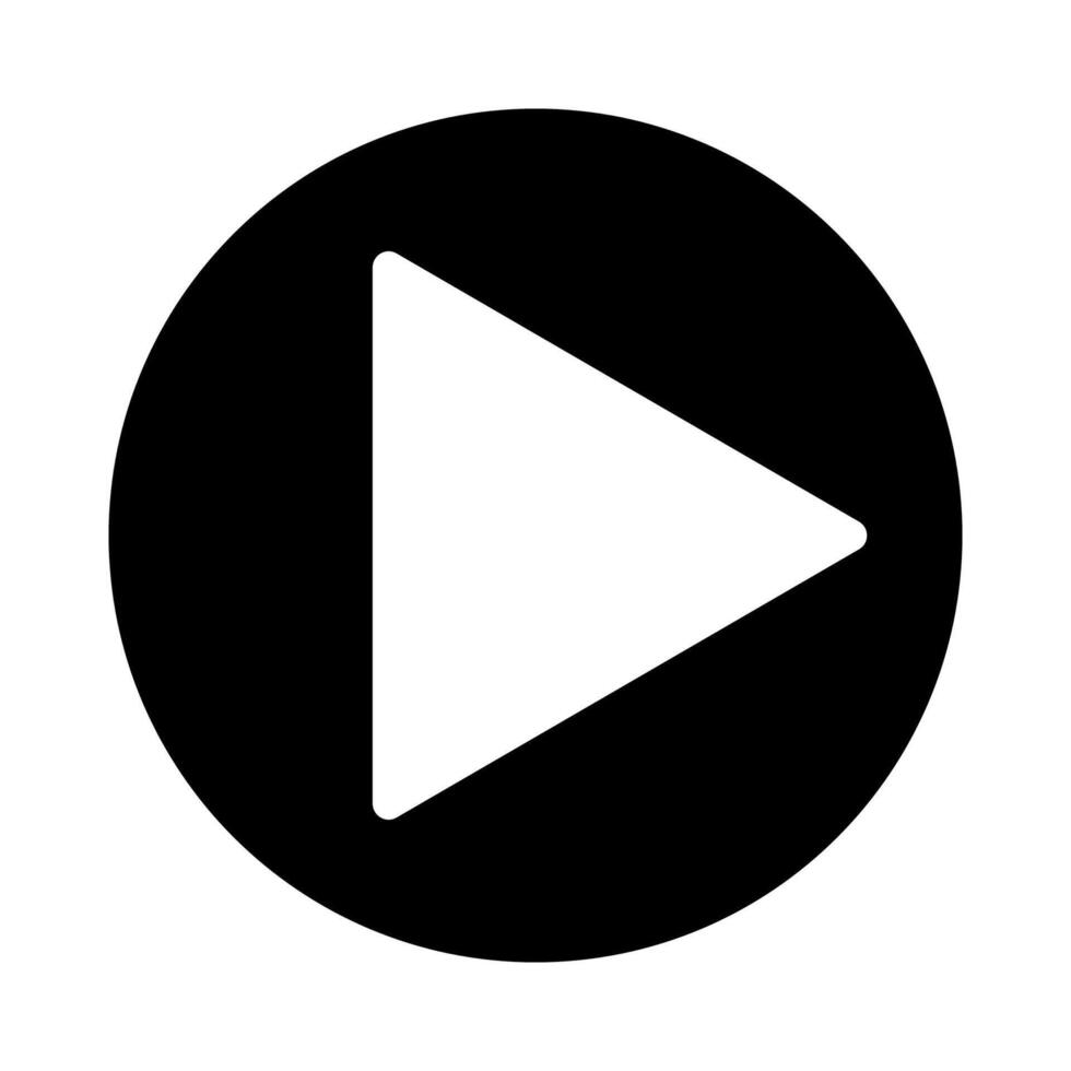 Playback icon with a black play symbol inside a circle on white background. Great for music, , or user interface projects. vector
