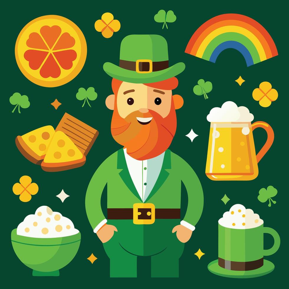 Happy St. Patrick's Day a man with a green hat vector