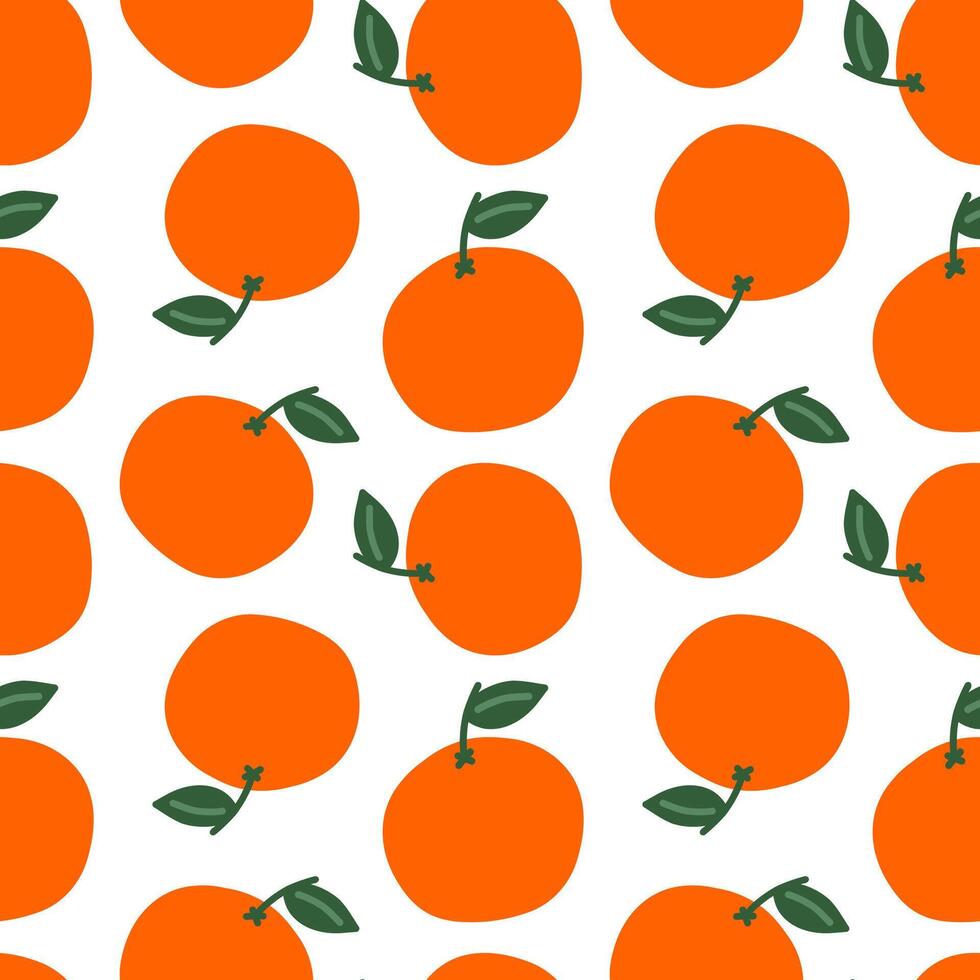 Cute orange seamless pattern. Template for packaging, postcard, textile printing, wallpaper. Childish minimal print. Cartoon background. Hand drawn doodle illustration isolated on white. vector