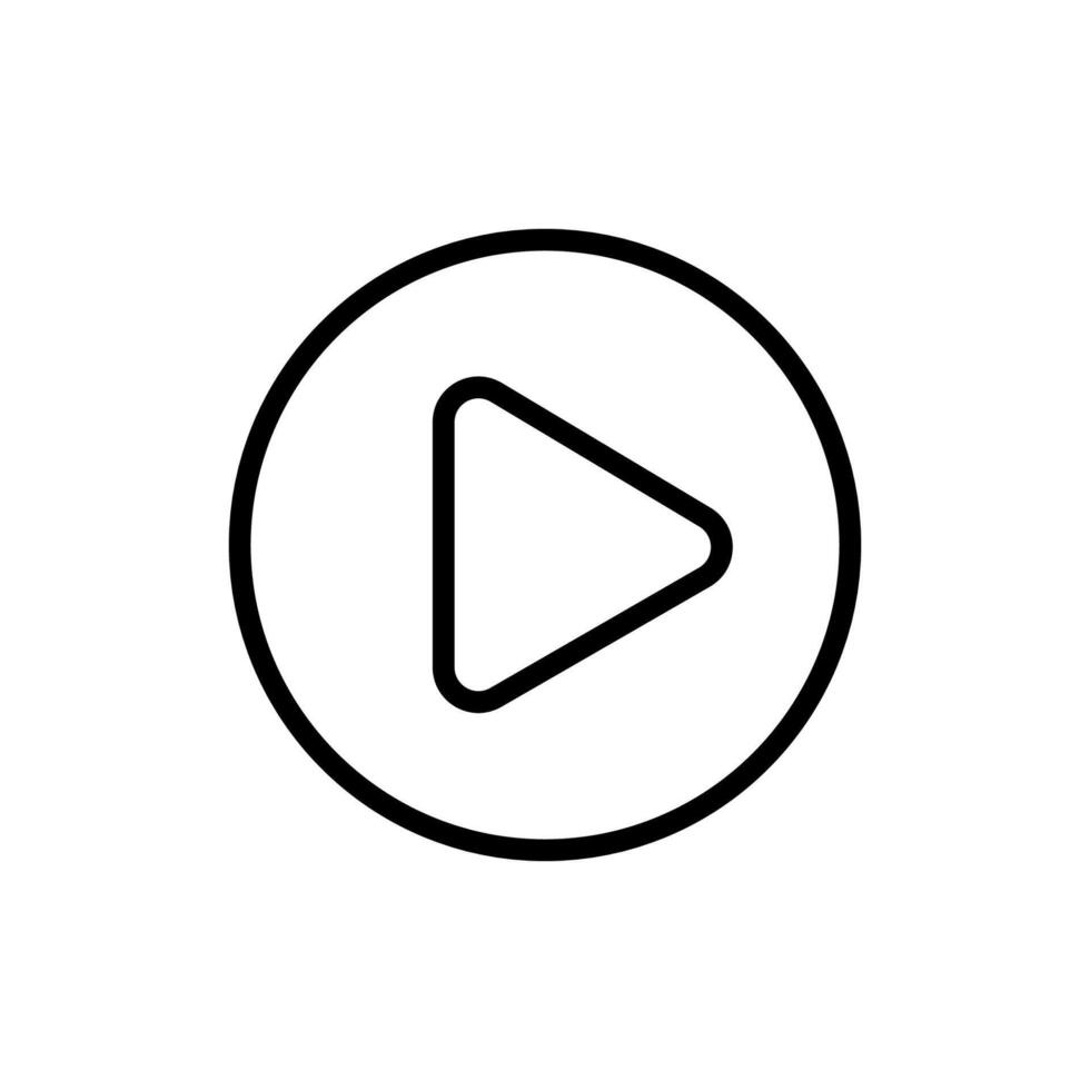 Playback icon on a white isolated background. Black play symbol inside a circle, perfect for media, music, or projects. vector
