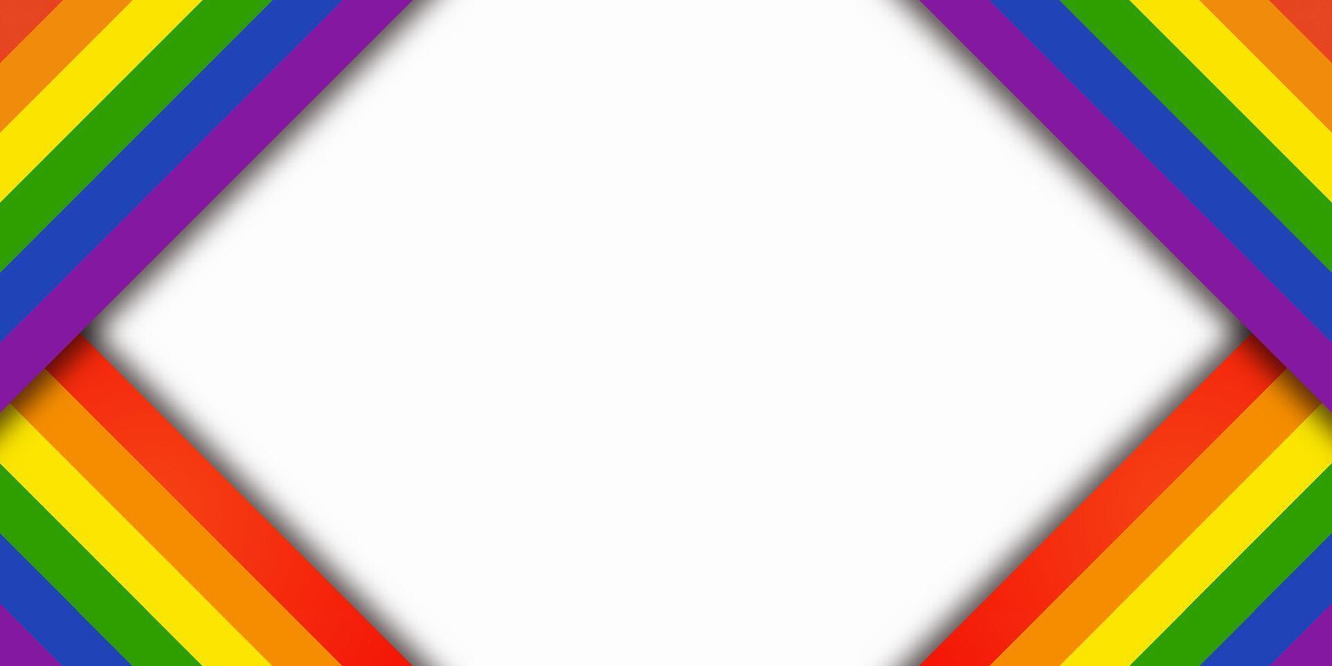 Rainbow-colored LGBTQ pride ribbon with geometric design on white background. Ideal for Pride Month, History Month, or text space. vector