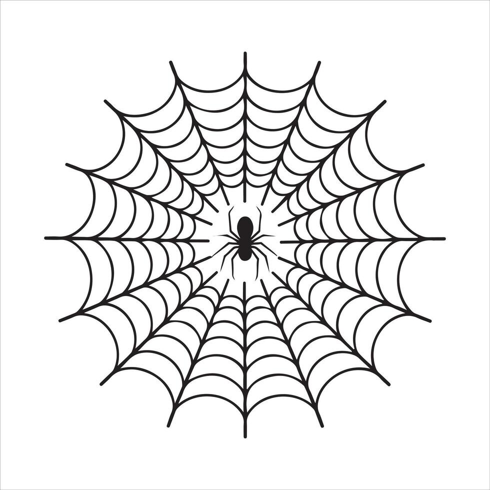 Black spiderweb without spider in the center of the illustration vector