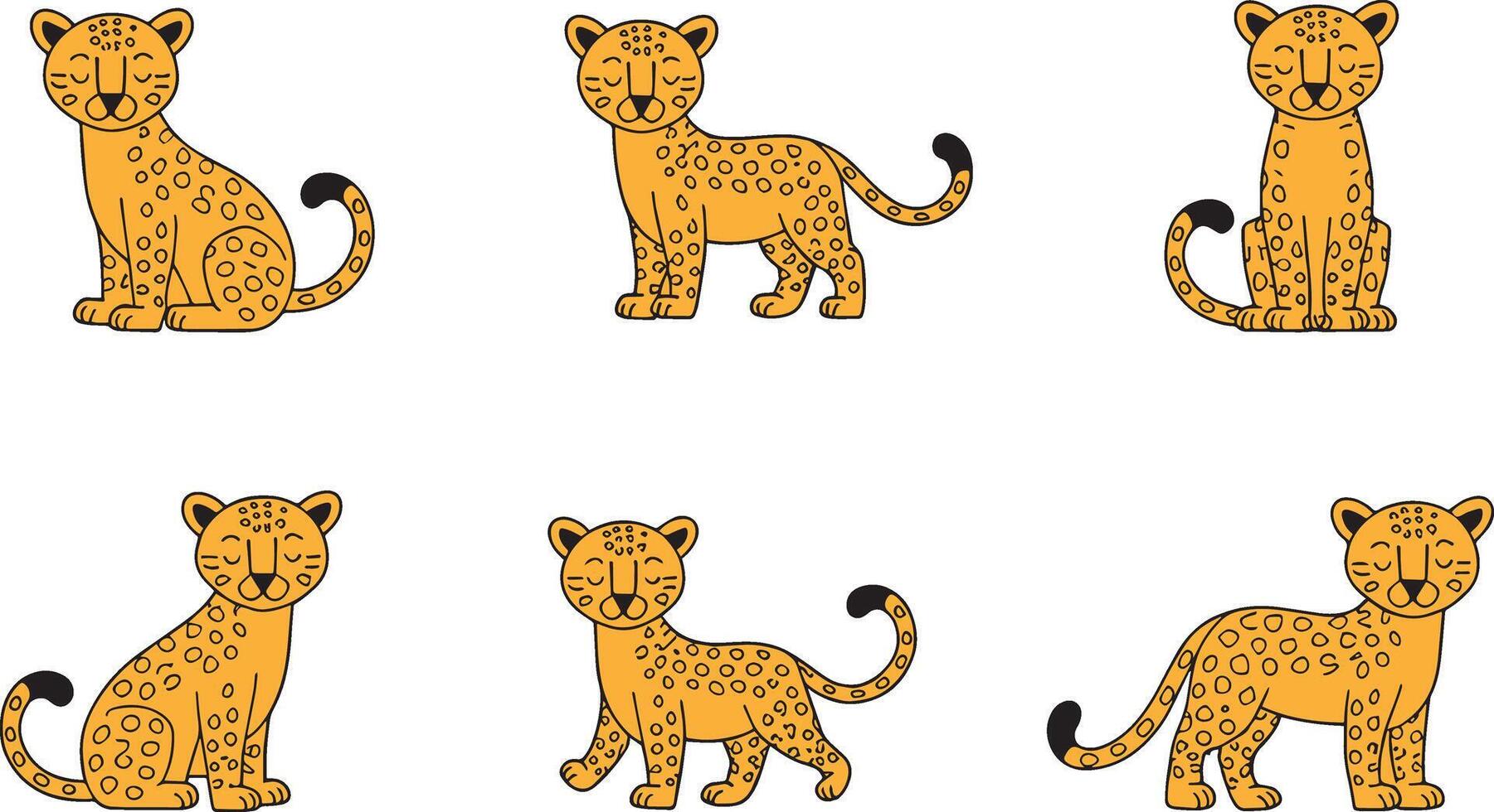 Cute Leopard Cubs Illustrations vector