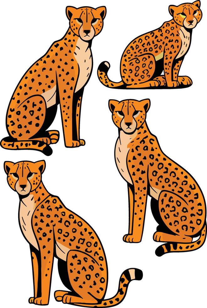 Four Cheetahs Sitting vector