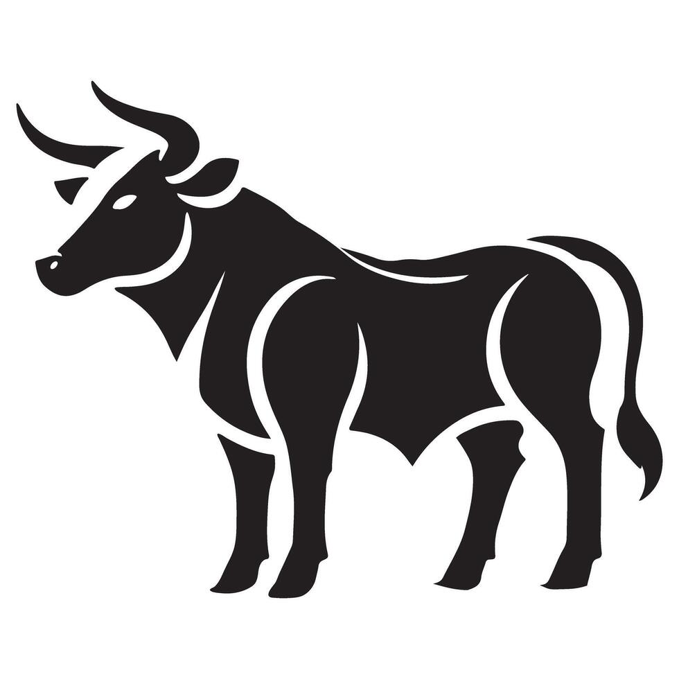 Powerful Bull Silhouette Illustration Image for Strength Design vector