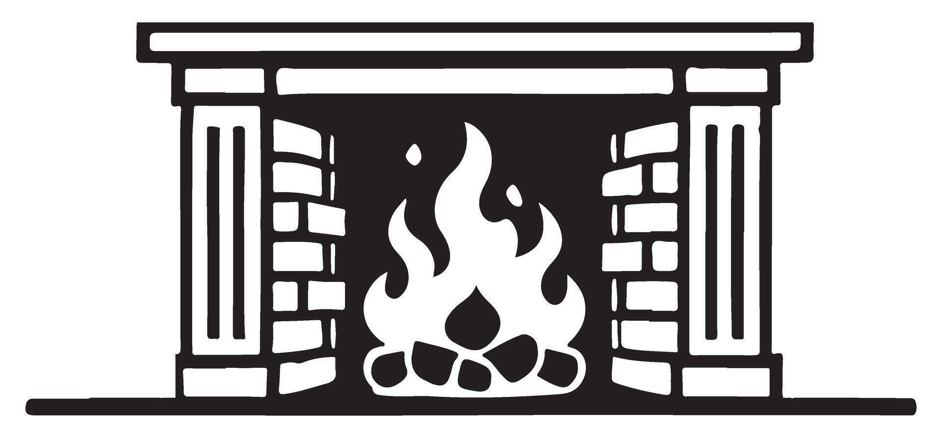 Fireplace Illustration Burning Fire Warmth Silhouette Resource vector