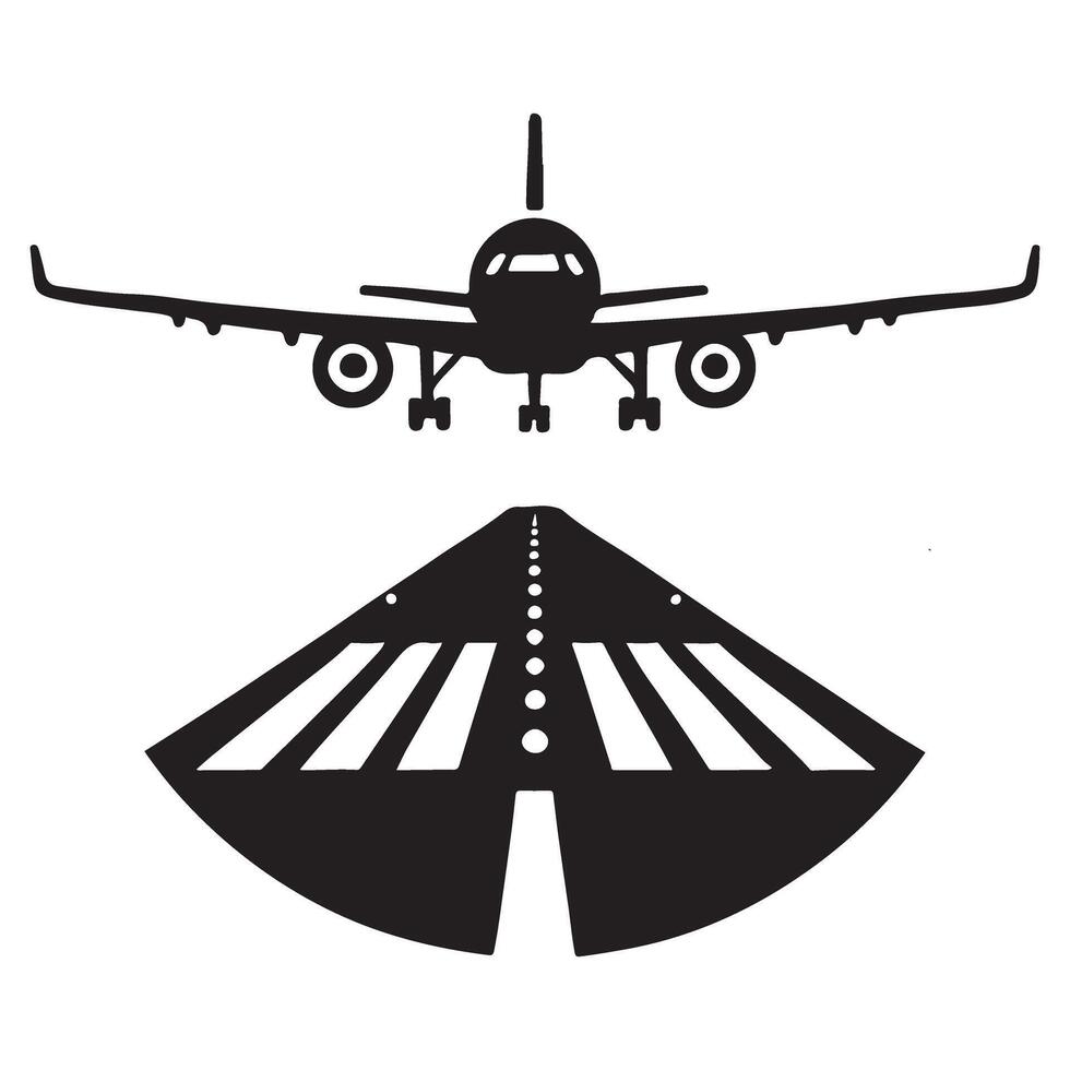 Airplane Landing Illustration Airport Runway Isolated Image vector