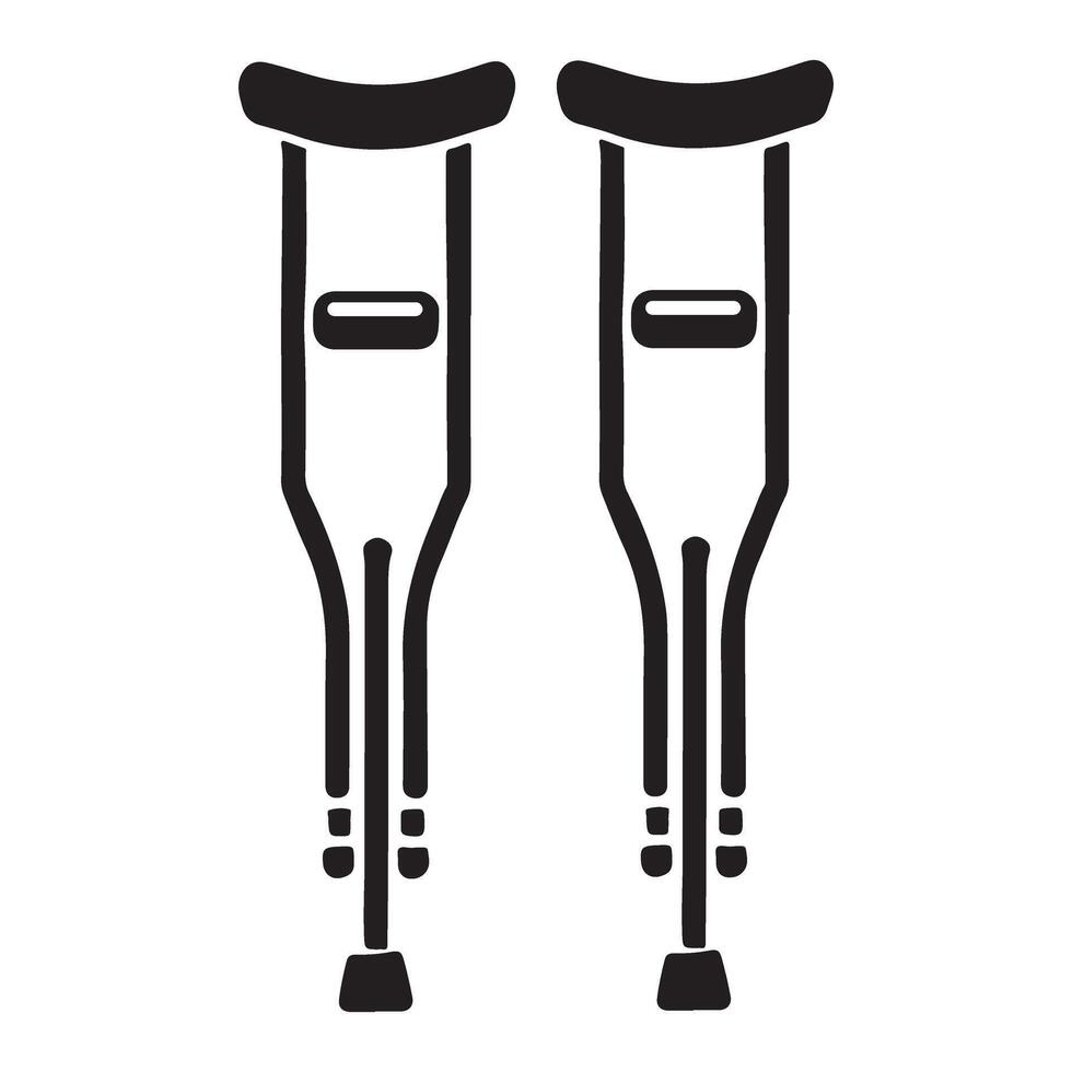 Crutches Pair Illustration Silhouette For Physical Therapy Graphics vector