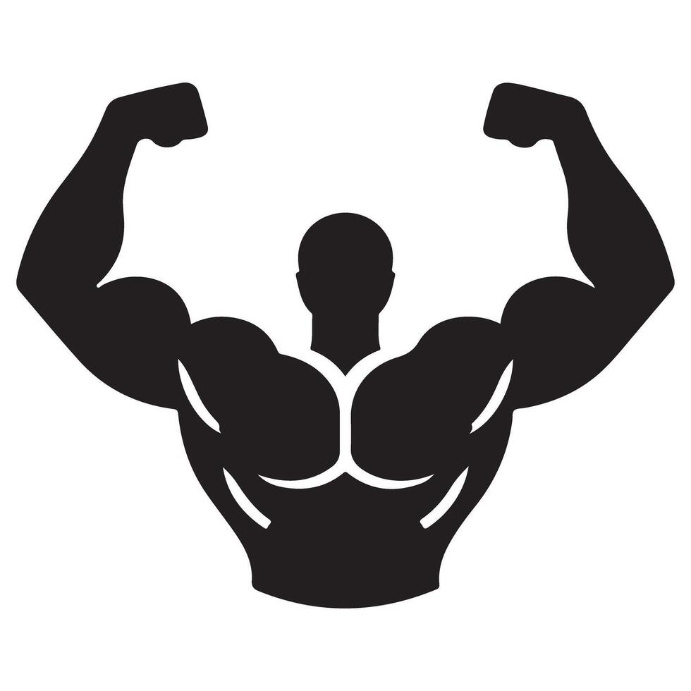 Powerful Bodybuilder Silhouette Illustration for Fitness and Gym Enthusiasts vector