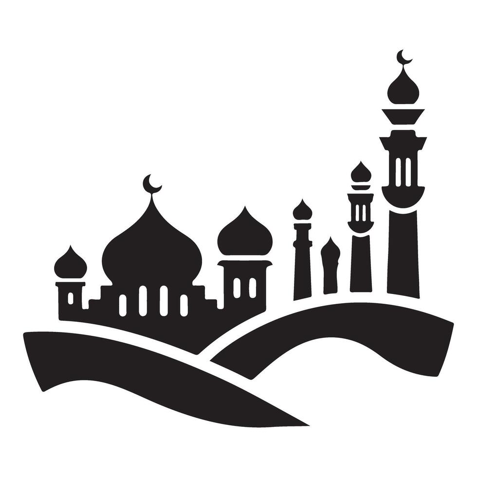 Mosque Silhouette Illustration Islam Religious Architecture Graphic vector