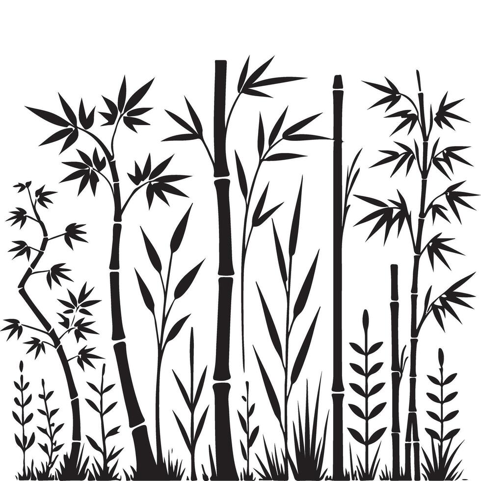 Bamboo Forest Silhouette Illustration for Asian Inspired Designs and Projects vector