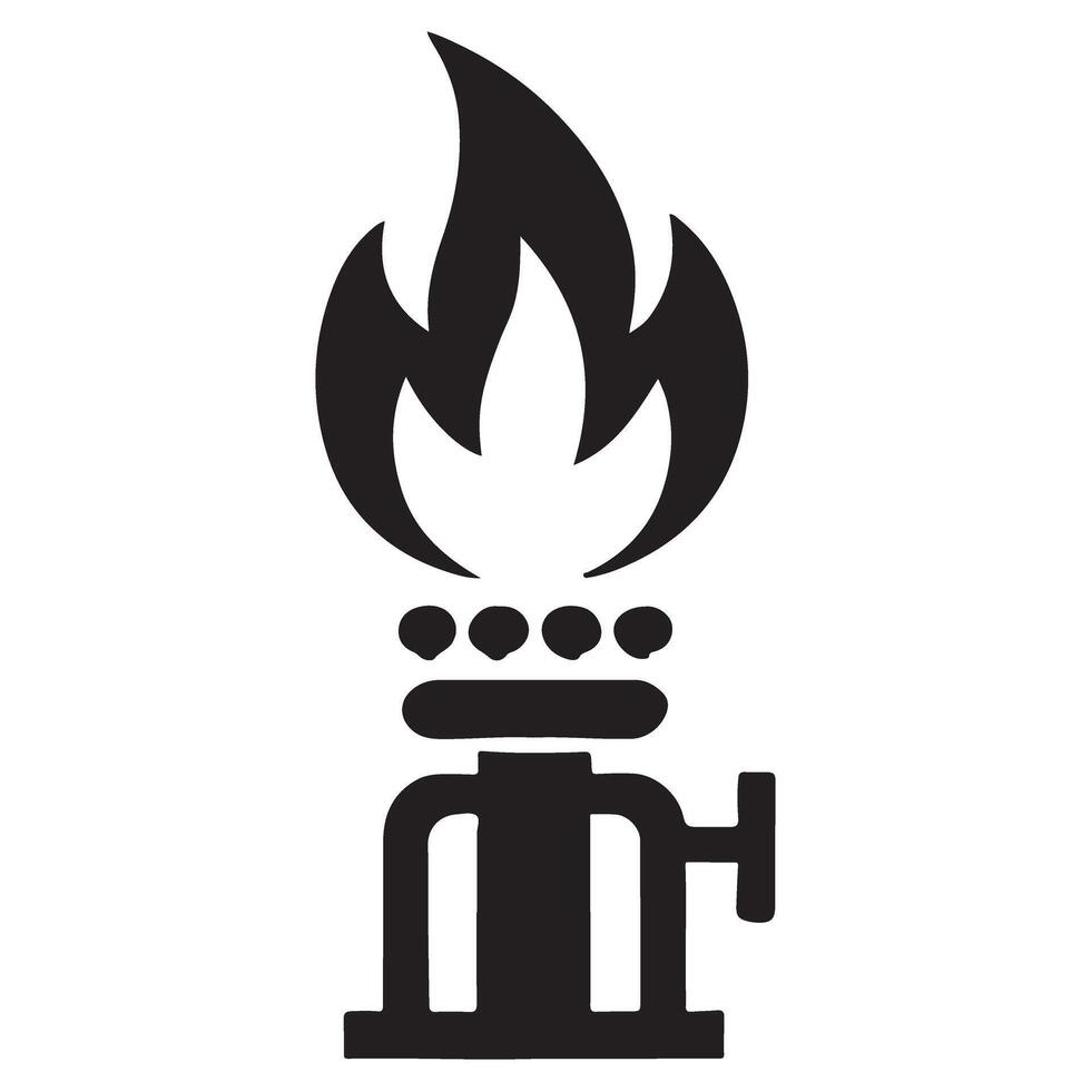 Portable Gas Stove Burner with Flame Silhouette Illustration vector