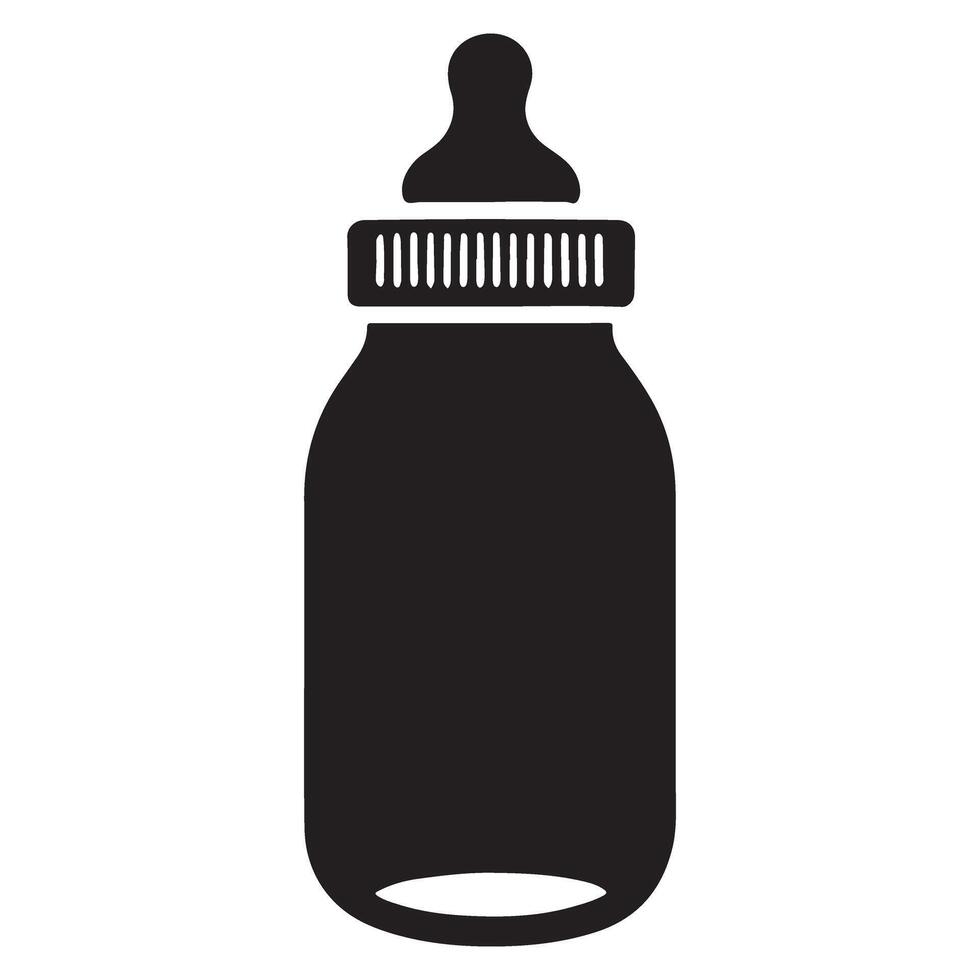 Simple Baby Bottle Silhouette Illustration for Infant Feeding Needs vector
