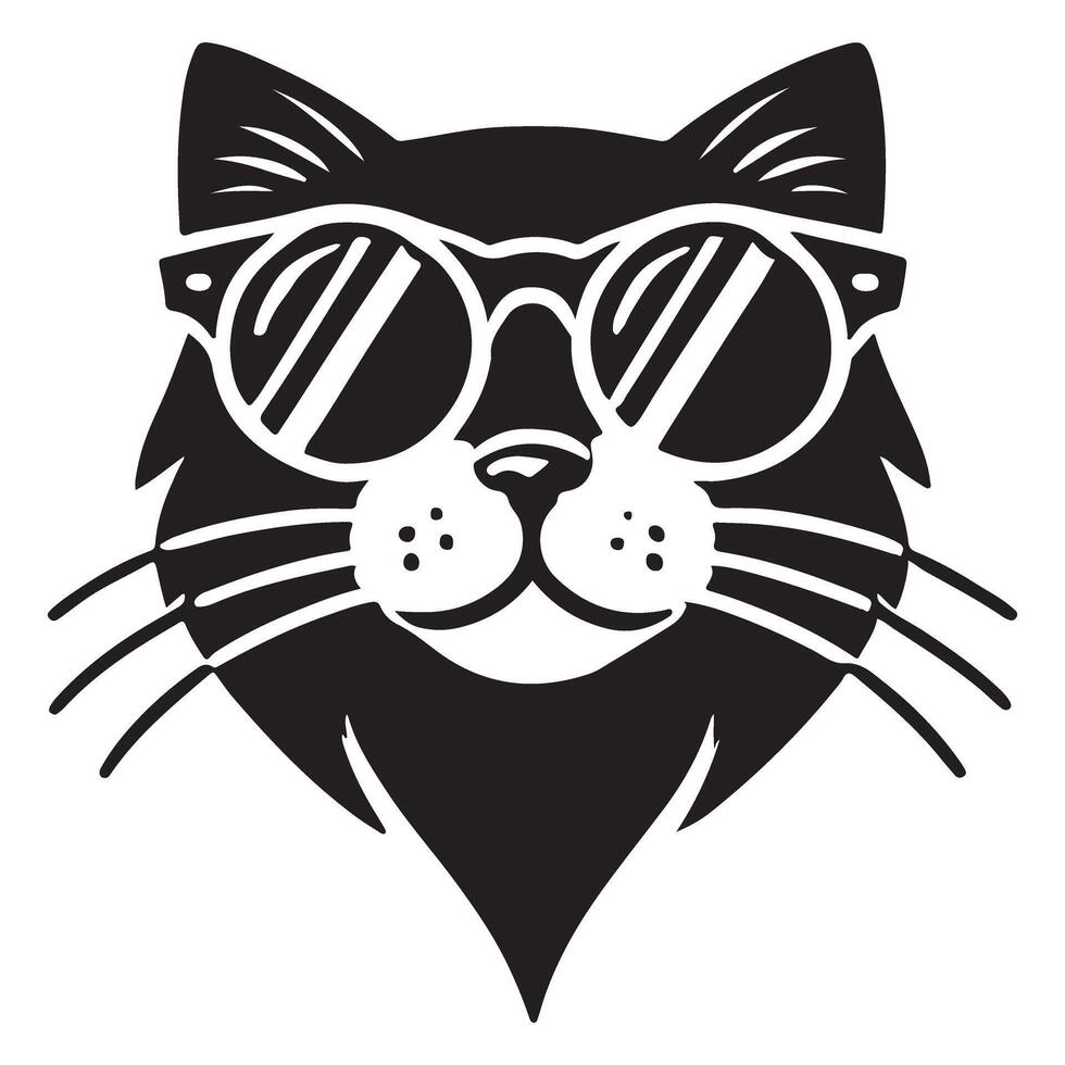 Cool cat wearing sunglasses illustration for stylish graphic designs vector