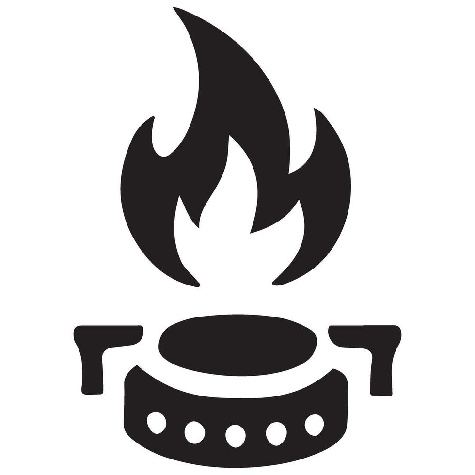 Modern Gas Burner Flame Black Silhouette Design Element vector