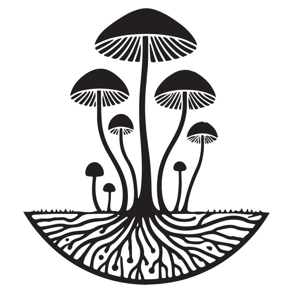 Mushroom Cluster Silhouette Graphic Aesthetically Appealing Design Resources vector