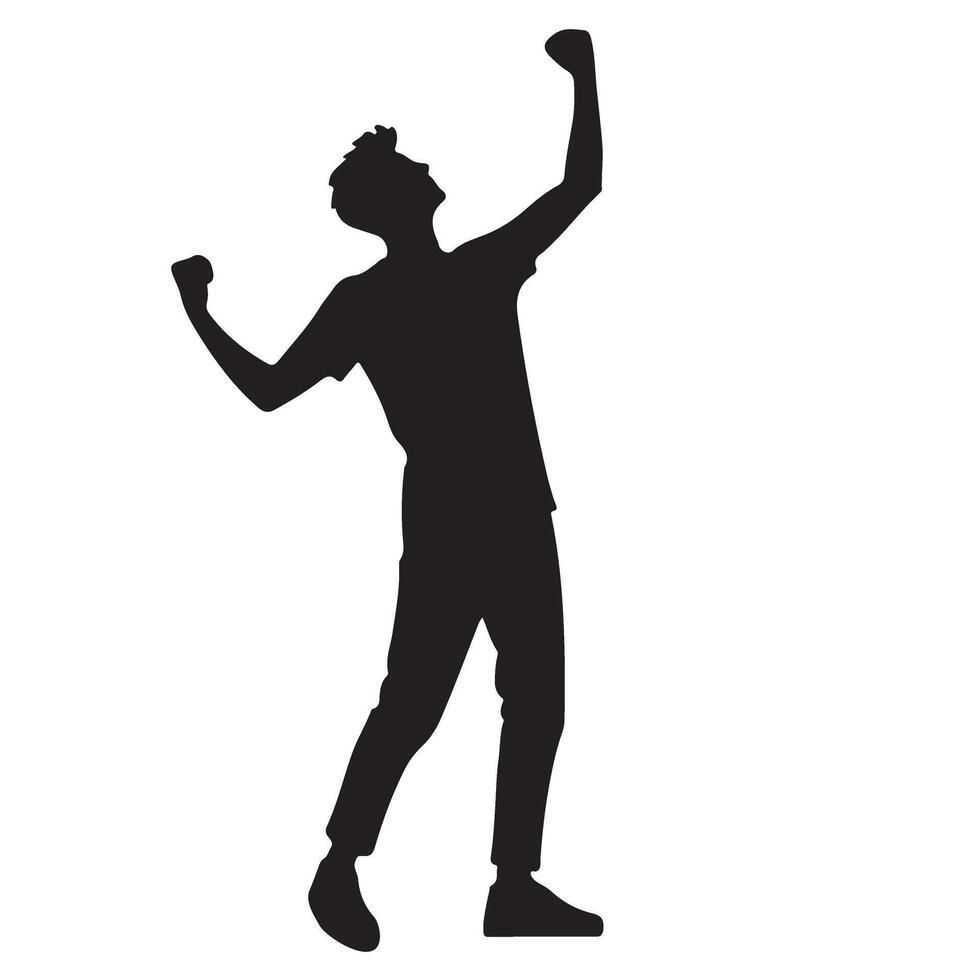 Excited Man Silhouette Illustration for Achievement Celebration vector