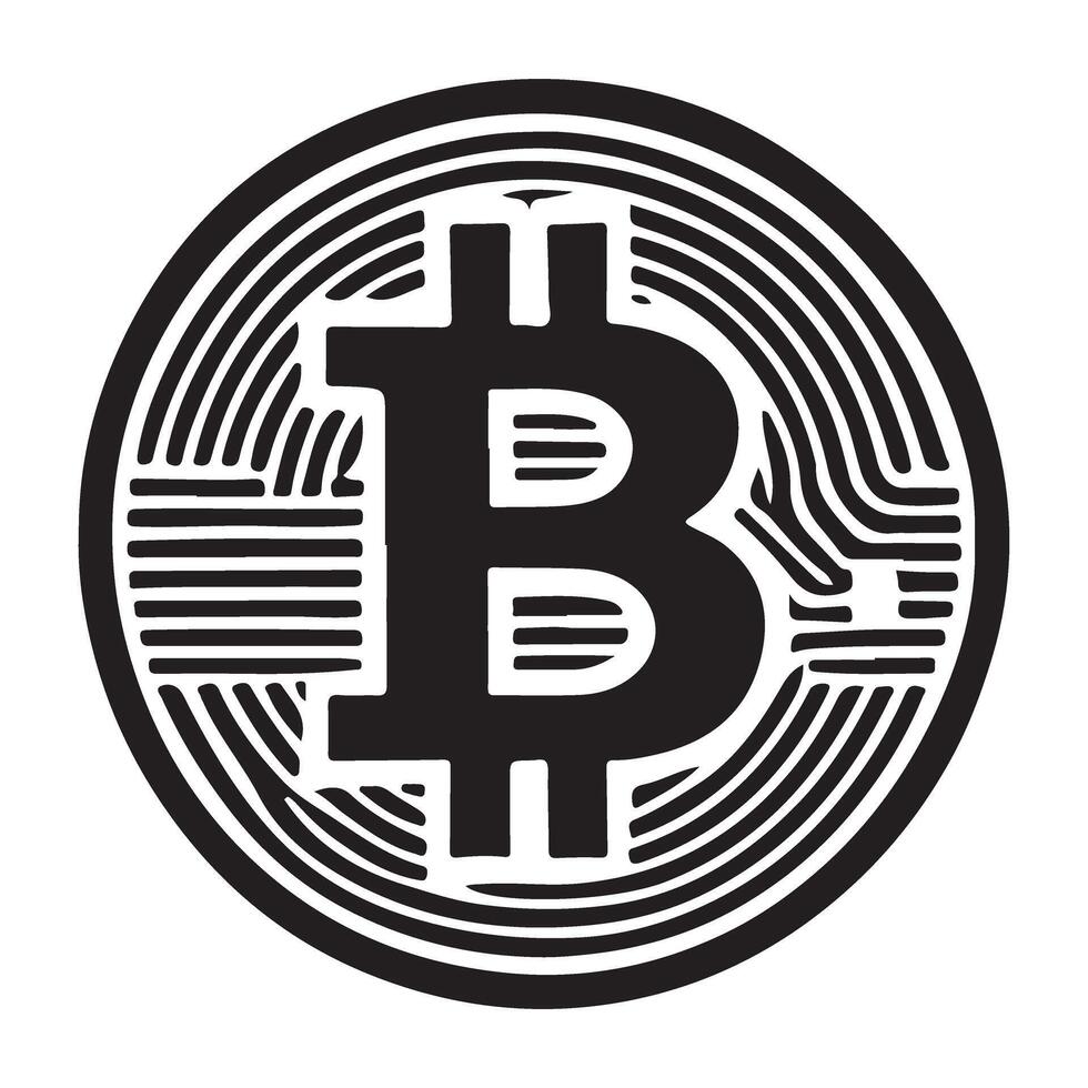 Bitcoin crypto currency black illustration for digital decentralized payment vector
