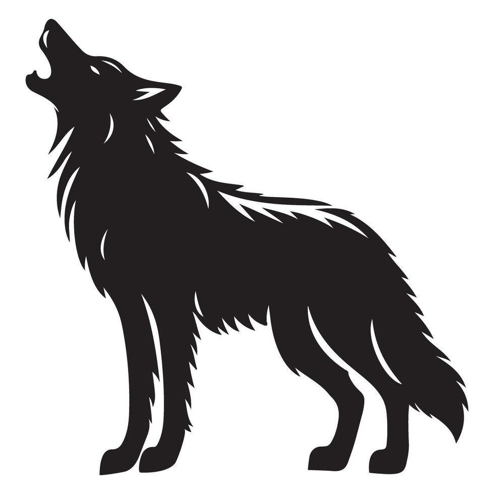 Howling Wolf Silhouette Illustration Wild Nature Graphic Design vector