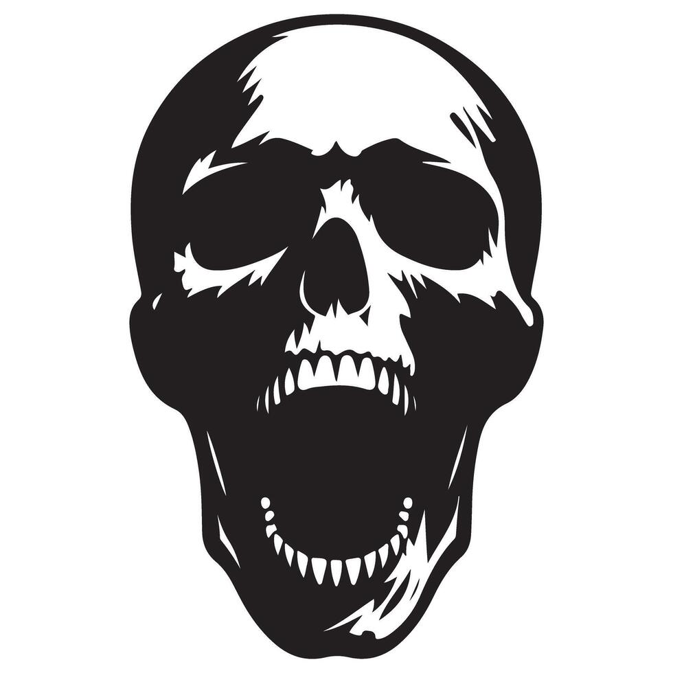 Screaming Skull Silhouette Illustration Macabre Symbol of Death and Horror vector